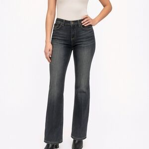 BEBE Jeans Black Bootcut Distressed Med Wash Rhinestone On Back Pockets …